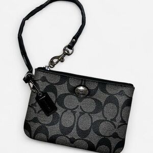 Coach Monogram Black and Gray Wristlet